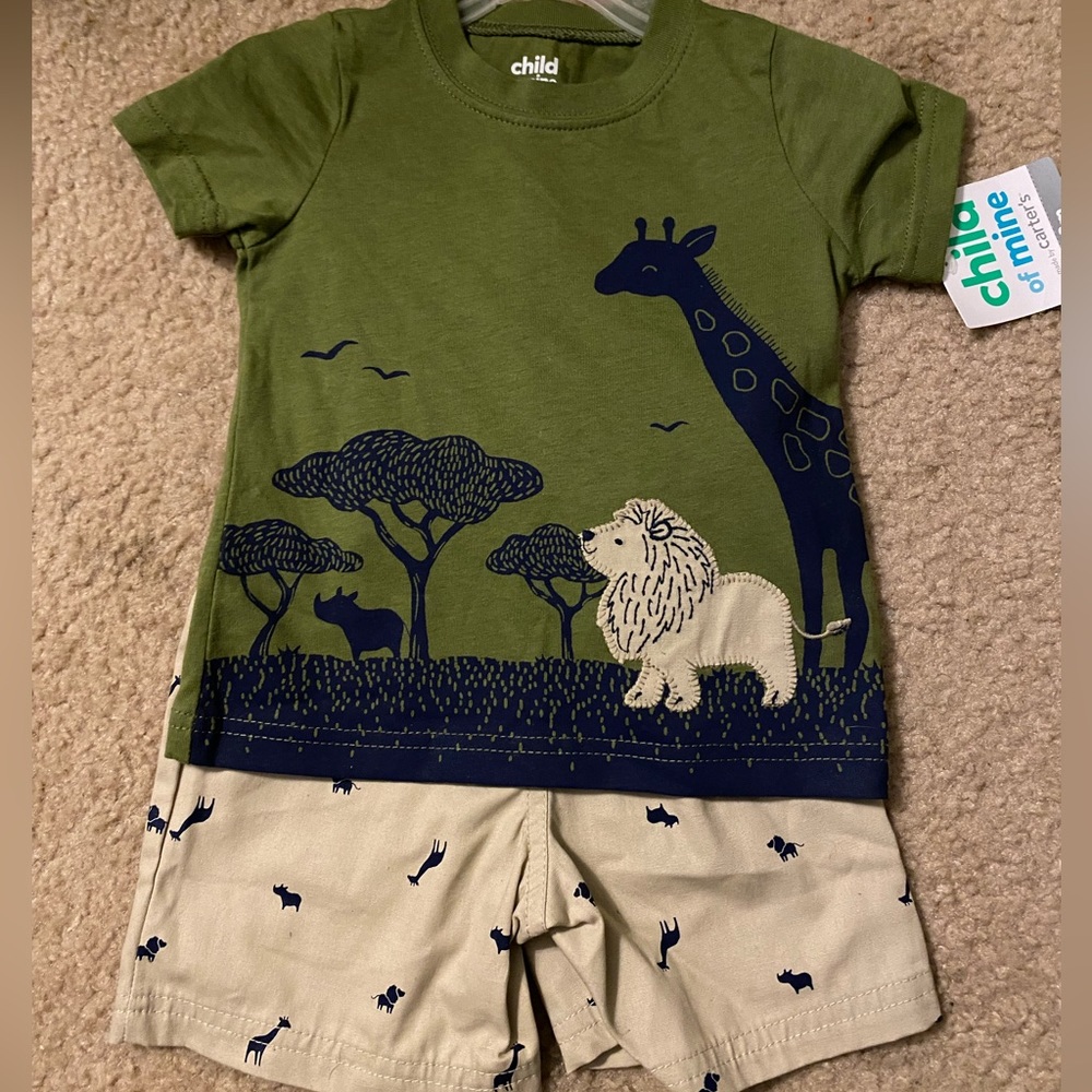 NWT 2 piece - 18 months safari shirt and shorts set